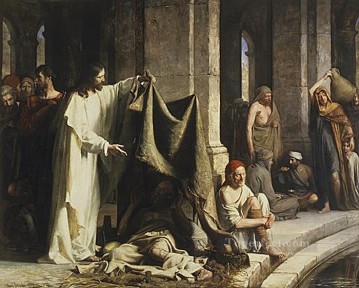 Cristo curando junto al pozo de Bethesda religión Carl Heinrich Bloch Pinturas al óleo